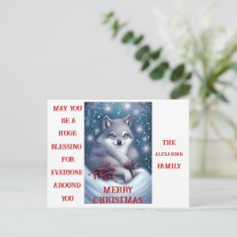 Lobo de Natal Personalizado - Cartão Postal
