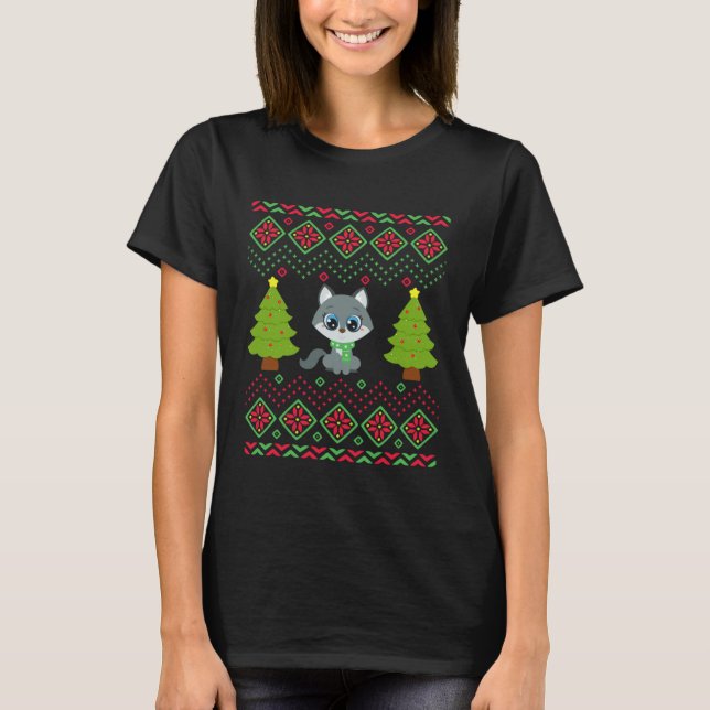 Lobo de Natal Suéter Feio Clássico Adolescentes Me (Frente)