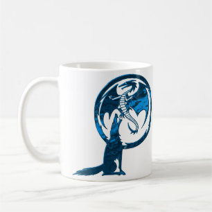 Lobo e Dragão caneca azul