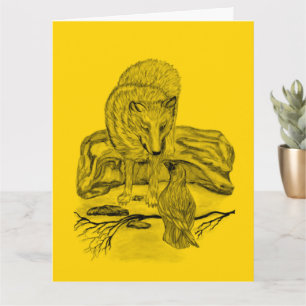 Lobo e Raven - Cartão Design preto e amarelo
