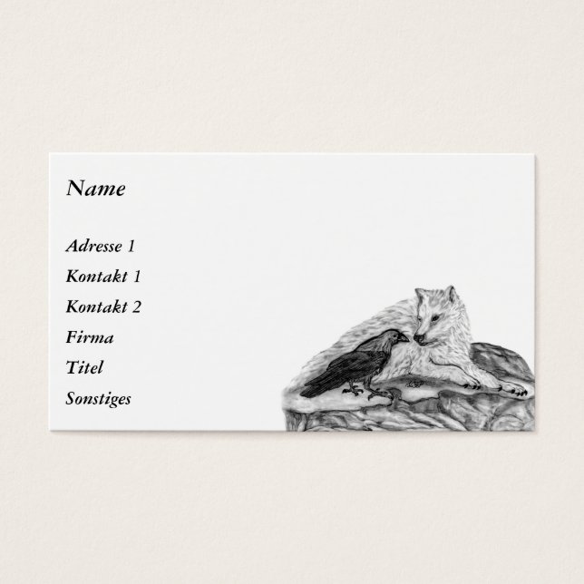 Lobo e Raven - Design preto e branco (Frente)