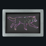 Lobo Elétrico<br><div class="desc">Uma representação neon de um lobo em um fundo preto inspirada pelas Luzes do Norte.</div>