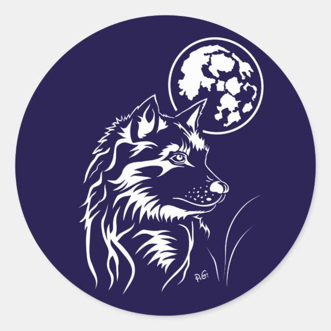lobo jovem autocolante sonhado (Frente)