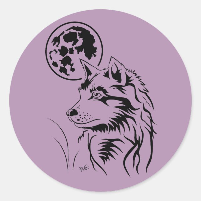 lobo jovem autocolante sonhado (Frente)