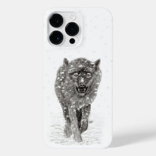 Lobo Negro Zangado na Neve, inverno selvagem