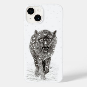 Lobo Preto Irritado na Neve, Inverno Selvagem