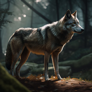 Lobo Solitário em Floresta Negra Quebra-cabeça de