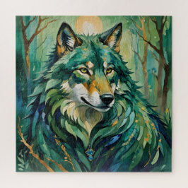 Lobo Verde na Quebra-cabeça da Floresta