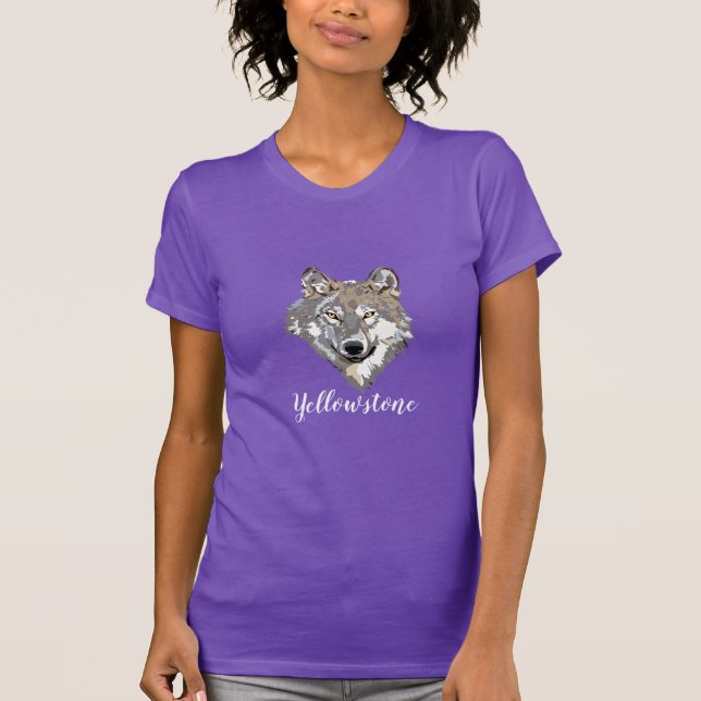 Lobo Yellowstone de Camisa Superior Feminina (Frente)