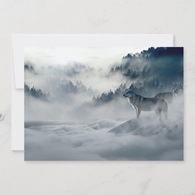 Lobos na paisagem de inverno de neve (Frente)