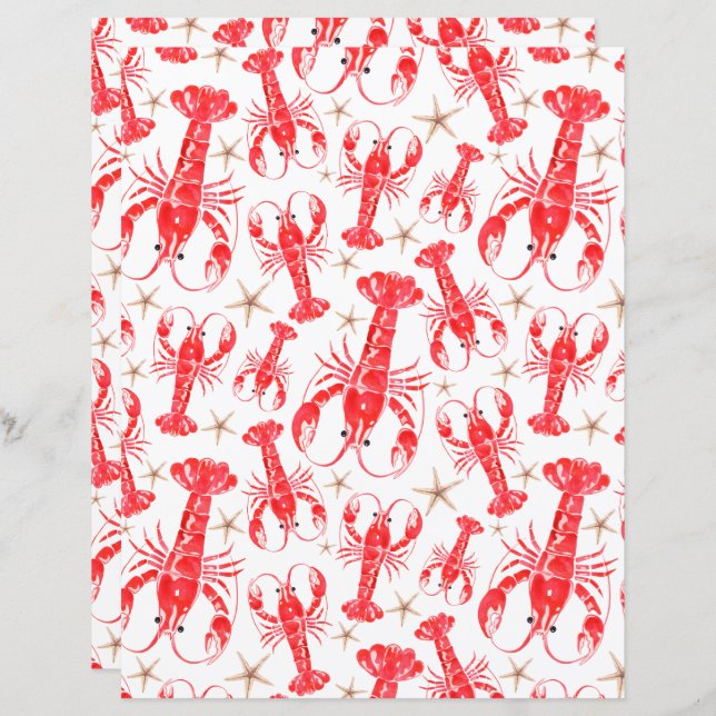 Lobsters Scrapbook Paper (Frente/Verso)