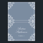 Local de Casamento Elegante / Cartões de Nome (Azu<br><div class="desc">Nadine Wedding Place Card Tents (Dusty Blue): Estas tendas elegantes do cartão de lugar vão adicionar riqueza às suas mesas de casamento! Para cartões de escolta (cartões que os seus hóspedes recebem quando entram pela primeira vez na sua recepção), mantenha o seu número na mesa. Para cartões de lugar (cartões...</div>