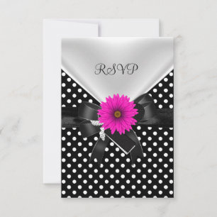 Local de Festa RSVP Bolinhas Preto Branco Rosa