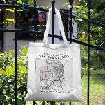 Localizador de Amor de São Francisco | Bolsa de Ca<br><div class="desc">Uma bolsa de tote divertida para um casamento ou qualquer outra ocasião ocorrendo na bela cidade de São Francisco, Califórnia. Este bolsa apresenta um mapa de despesas gerais do centro da cidade dentro a um quadro de caixas delimitadas a preto. No topo está uma breve saudação bem-vinda e o nome...</div>