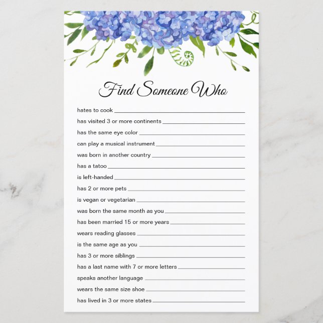 Localizar Alguém Que Folha De Papel (Frente)