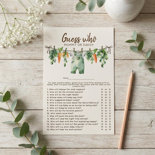 Locally Grown Guess Who Baby Shower Game (Criador carregado)