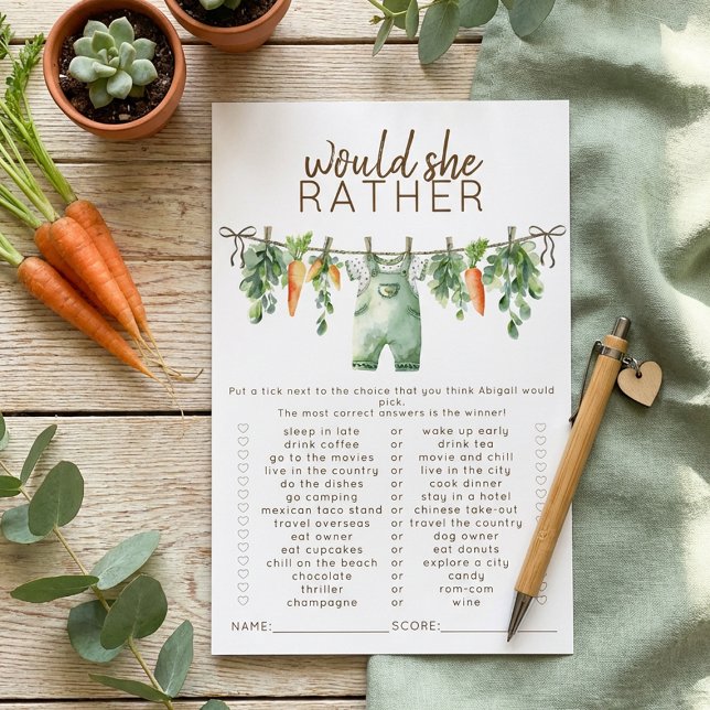 Locally Grown Would She Rather Baby Shower Game (Criador carregado)