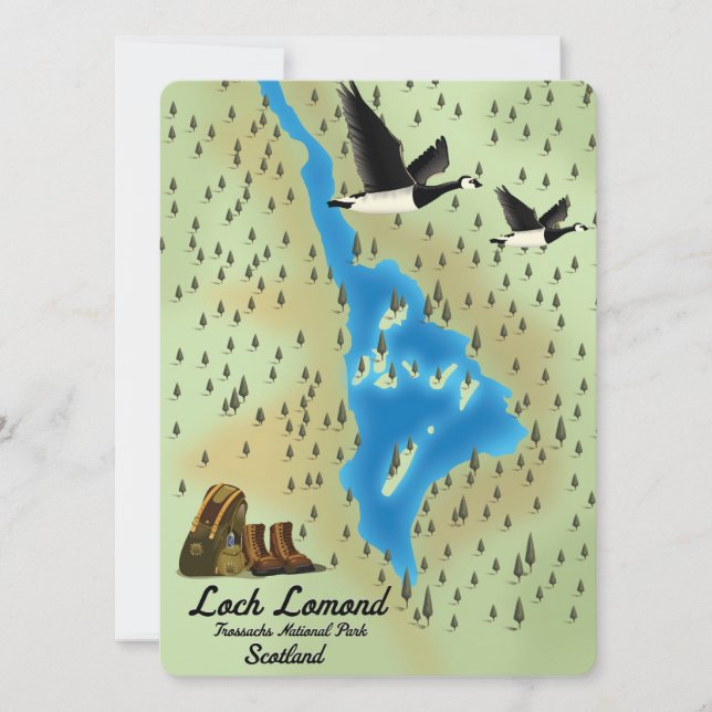 Loch Lomond, Trossachs, mapa da Escócia (Frente)