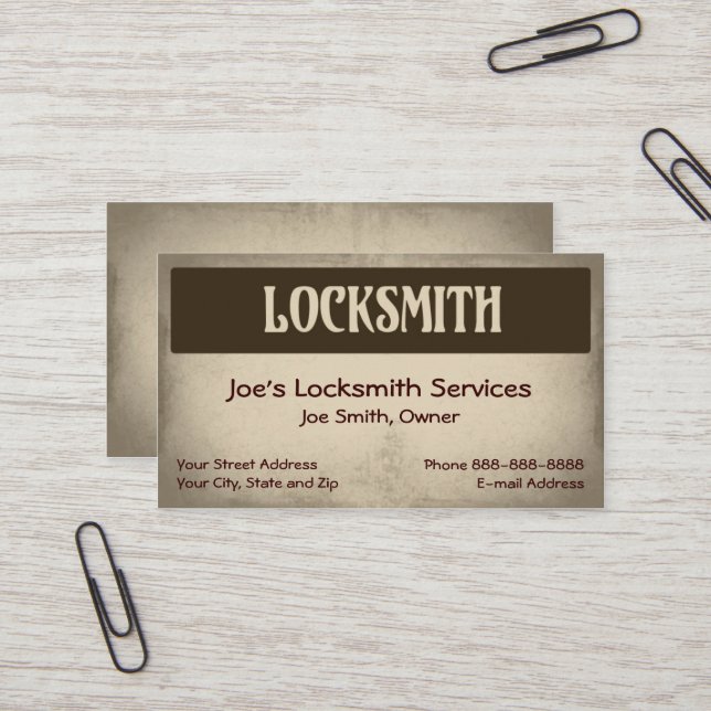Locksmith Cartão de visita (Frente/Verso In Situ)