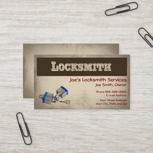 Locksmith Cartão de visita (Frente/Verso In Situ)