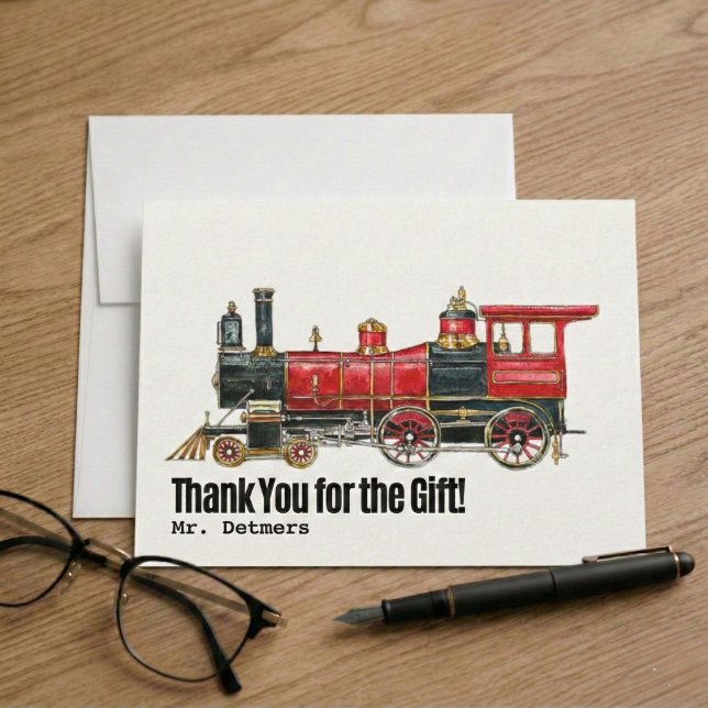 Locomotiva a Vapor Clássica Cartão Postal de Agrad (Classic Steam Locomotive Thank You Postcard)