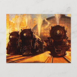 Locomotivas Triplas Na Estação CARTÃO POSTAL