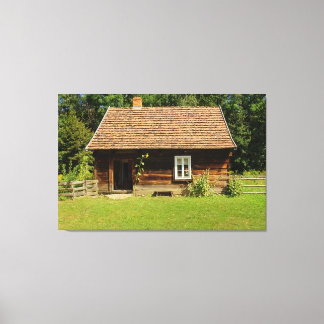 LOG CABIN SERENE LANDSCAPE FOTO FORTALEADA CANVAS (Frente)
