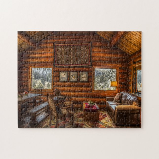 LOG HOUSE VIVING ROOM JIGSAW QUEBRA-CABEÇA (Horizontal)