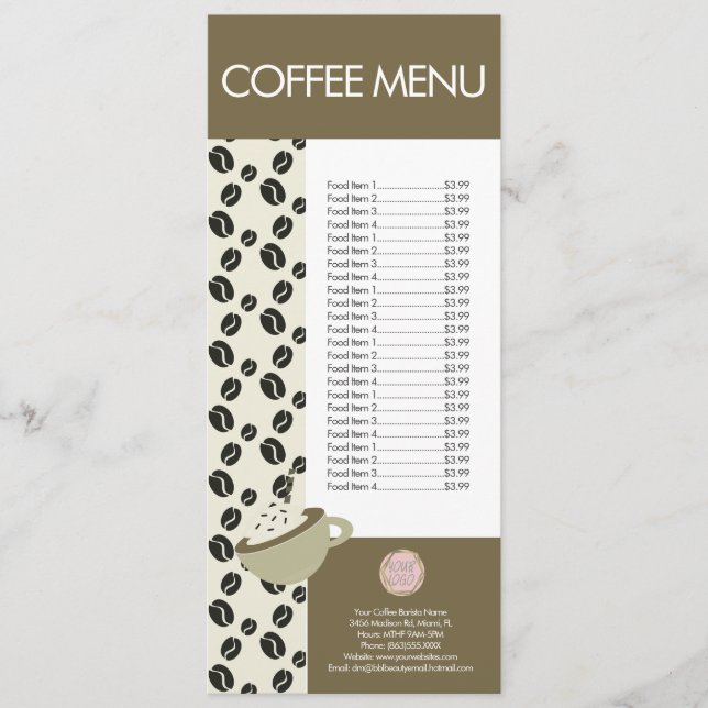 Logo do Menu do Barista da Loja de Café (Frente)