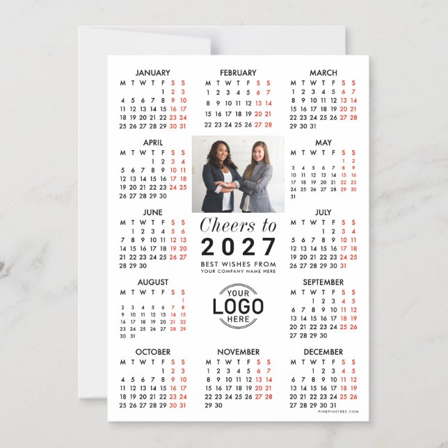 Logo Foto Cartão Magnético Calendário 2027 Branco  (Frente)