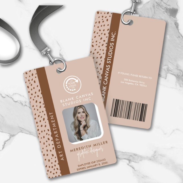 LOGO PERSONALIZADO Crachá bege boho marrom (Criador carregado)