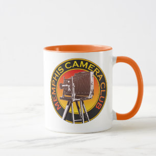 Logotipo alaranjado da câmera de vista caneca da