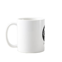 Logótipo artístico - caneca de café branca e preta