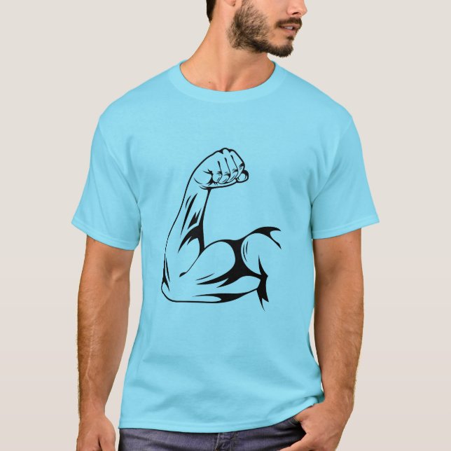 Logotipo azul do ginásio do T-Shirt (Frente)