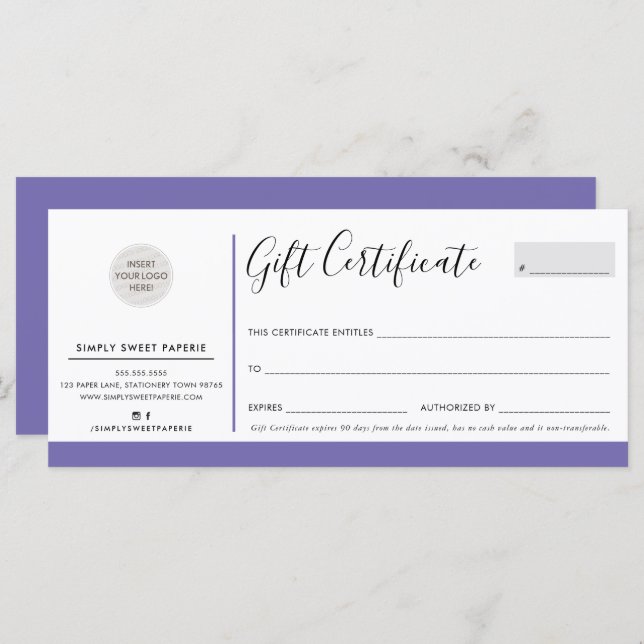 Logotipo chic moderno do ELEGANT BUSINESS - roxo (Frente/Verso)