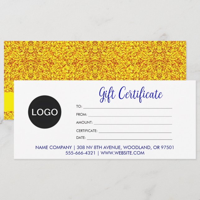 Logotipo & Chic Script, Certificado de Presente Em (Frente/Verso)