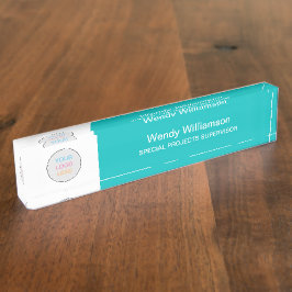 Logotipo comercial Aqua Turquoise Desk Nameplate