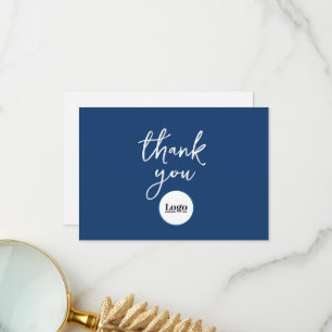 Logotipo comercial Cartões de agradecimentos azul 