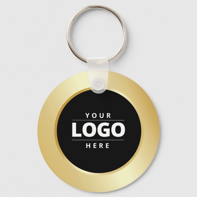 Logotipo comercial Código QR Dourado Chaveiro de f (Frente)
