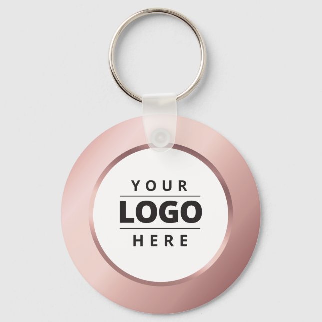 Logotipo comercial Código QR Rosa Dourado Chaveiro (Frente)