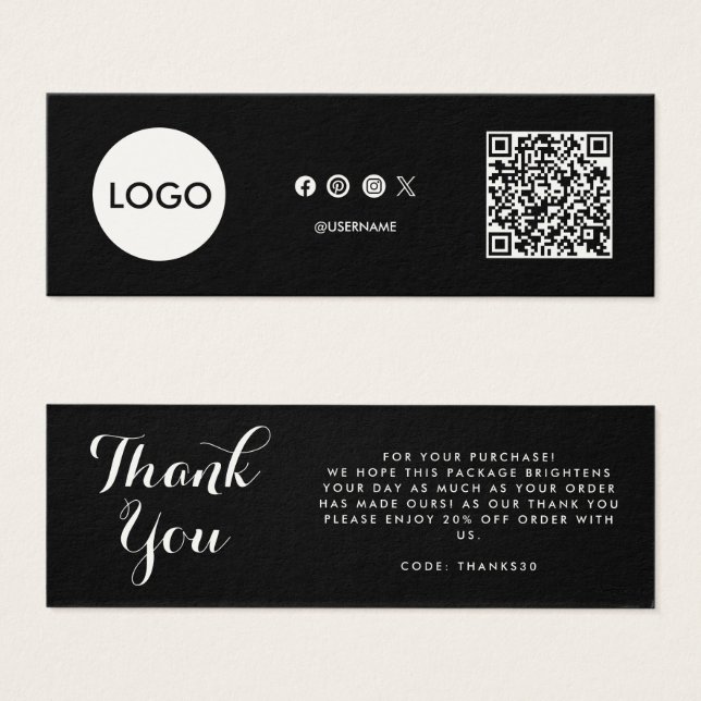 Logotipo comercial QR obrigado de código que você  (Frente & Verso)