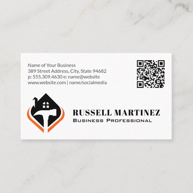 Logotipo da carpintaria | Cartão de visita de Códi (Frente)