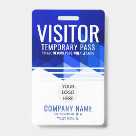 Logotipo da Empresa Azul Crachá de Visitante ID