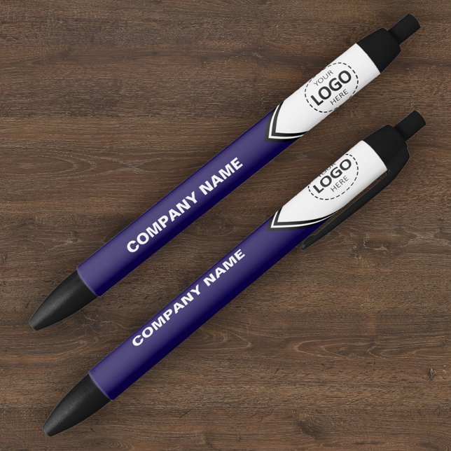 Logotipo da empresa e Caneta azul de texto (Criador carregado)