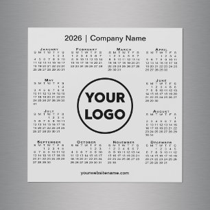 Logotipo da empresa no calendário 2026 no Cinza Li