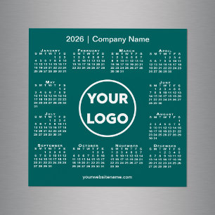 Logotipo da empresa no calendário de 2026 no Teal 