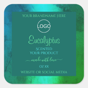 Logotipo da etiqueta do produto Shimmery Teal e Gr