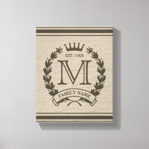 Logotipo da família monograma Burlap Look Canvas
