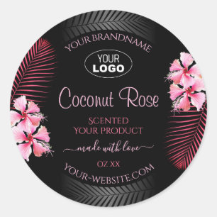 Logotipo da Flor Hawaii, cor-de-rosa, etiqueta do