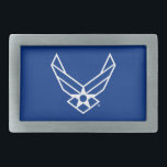 Logotipo da Força Aérea dos Estados Unidos - Azul<br><div class="desc">Este design apresenta o logotipo oficial da Força Aérea dos Estados Unidos exibido em um fundo azul em negrito. Representando orgulho,  honra e tradição,  é um tributo eterno ao serviço e dedicação da Força Aérea dos Estados Unidos.</div>